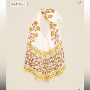 J.Crew Open-back halter top in sunset rose block print